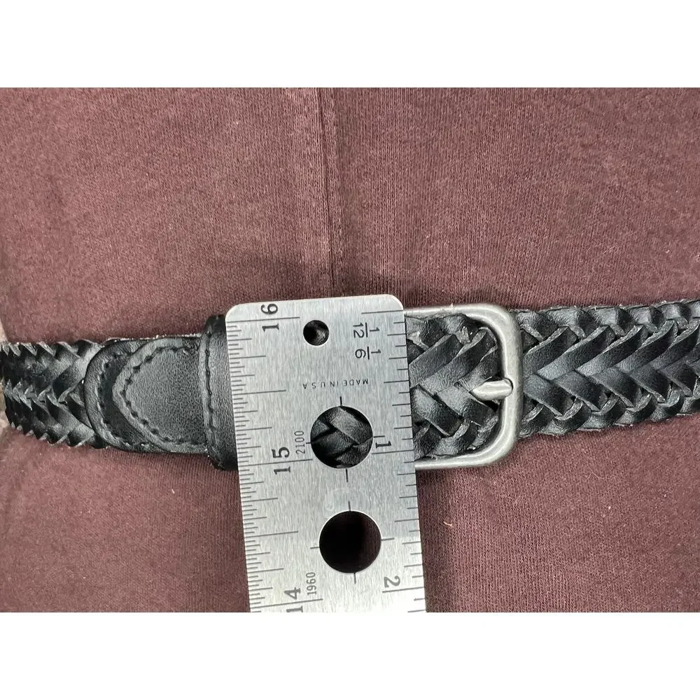 split leather belt black 1980s